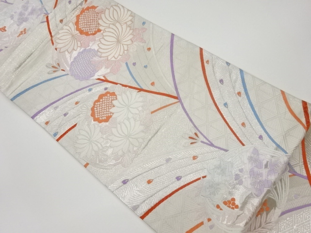 JAPANESE KIMONO / VINTAGE FUKURO OBI / WOVEN FLOWERS